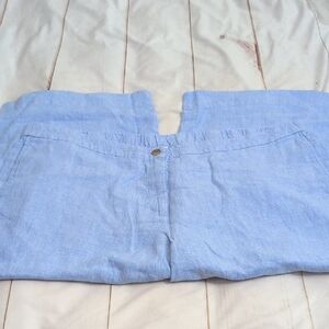 Jill Love Linen Wide Leg Capri Pants Womens 4X Blue Plus Size Pull On